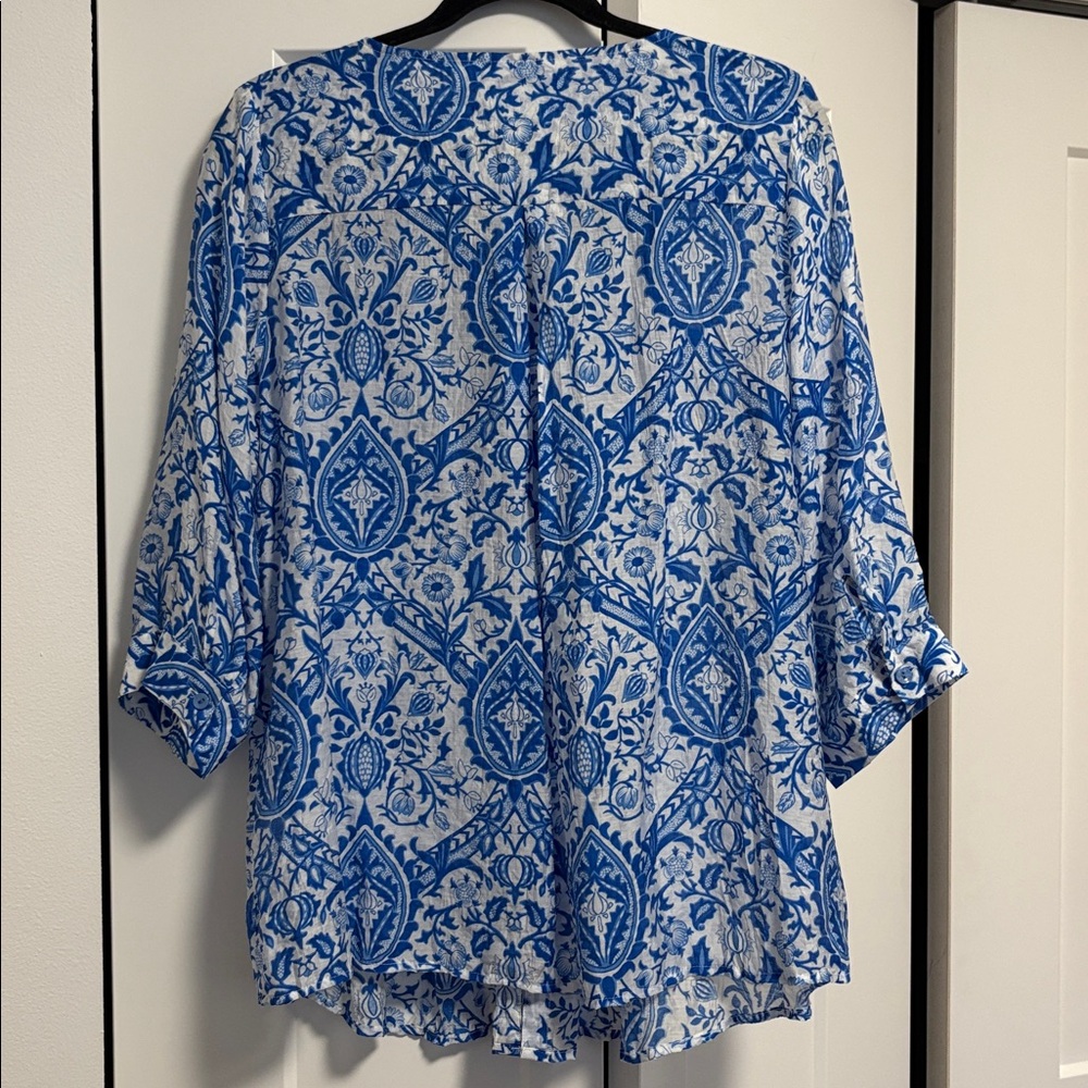 EUC [Ethyl] Celine Central Button-Up Flowy Lightweight Blouse Shirt Top Womens M - Picture 6 of 10